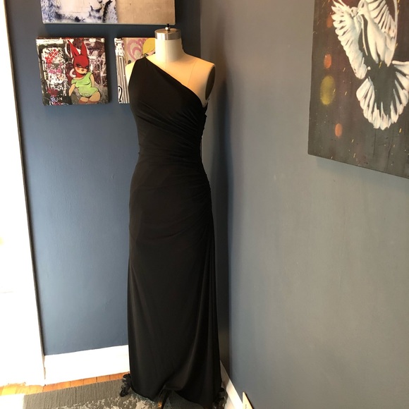 Laundry By Shelli Segal Dresses & Skirts - Laundry Womens Blue One Shoulder Jersey Beaded Side Slit Gown Dress Size 4 $390